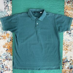 Vintage Lands' End Polo Mens XL Teal Blue Made In USA Short Sleeve Shirt Faded